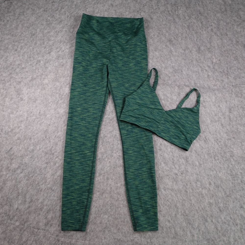 Outdoor Voices Set Women Small Green Space Dye TechSweat Leggings Sports Bra